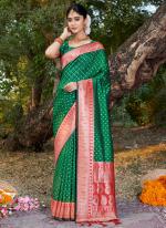 Banarasi Silk Green Wedding Wear Weaving Saree